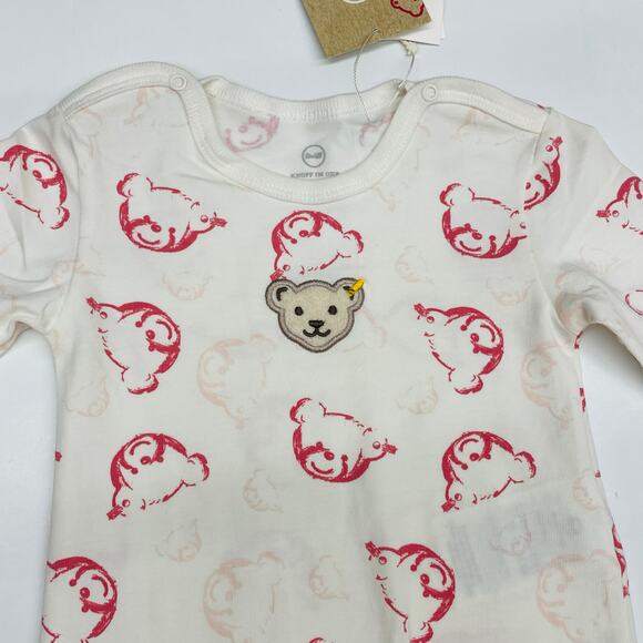 NWT Steiff 2-3M Footie with Mauve Bears - Picture 4 of 4